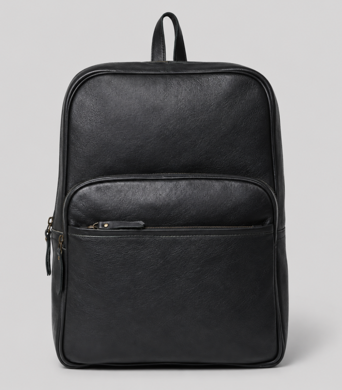 Premium Black Leather Backpack